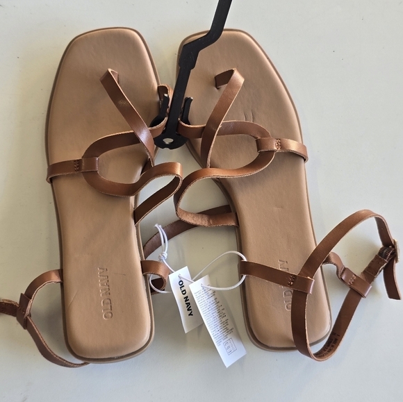 Old Navy Sandals Flats WomenSz Brown Size 8 Ankle Strap Comfort New - Picture 4 of 12